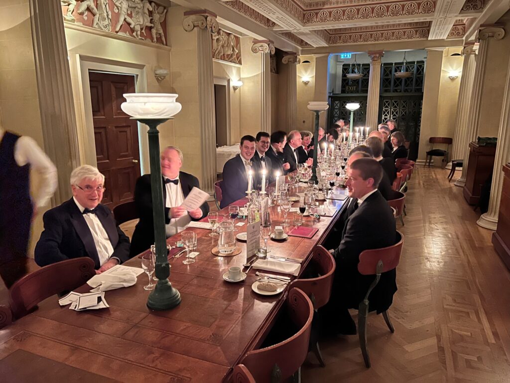 View of dining table at CUWS DInner at Caius